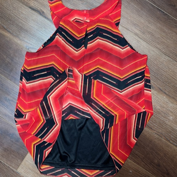 A. Byer sleeveless fully lined blouse size M Red Gold Black orange red - Picture 6 of 8